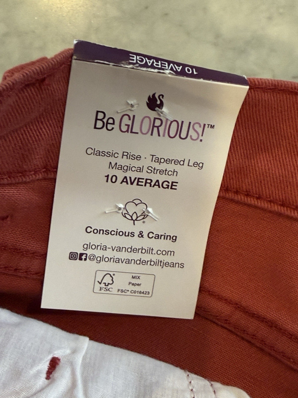 Gloria Vanderbilt Amanda Slimming Jean Classic Tapered Size 10, Autumn Blaze