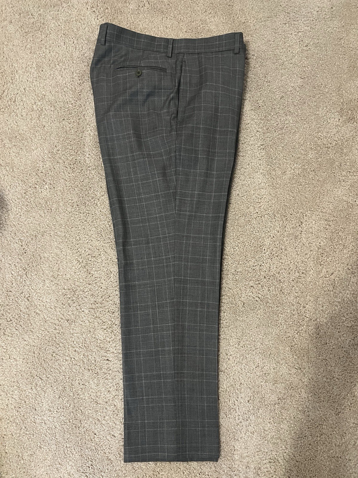 Brooks Brothers Men’s Gray Plaid Worsted Wool Classic Fit Dress Pants W35 L30