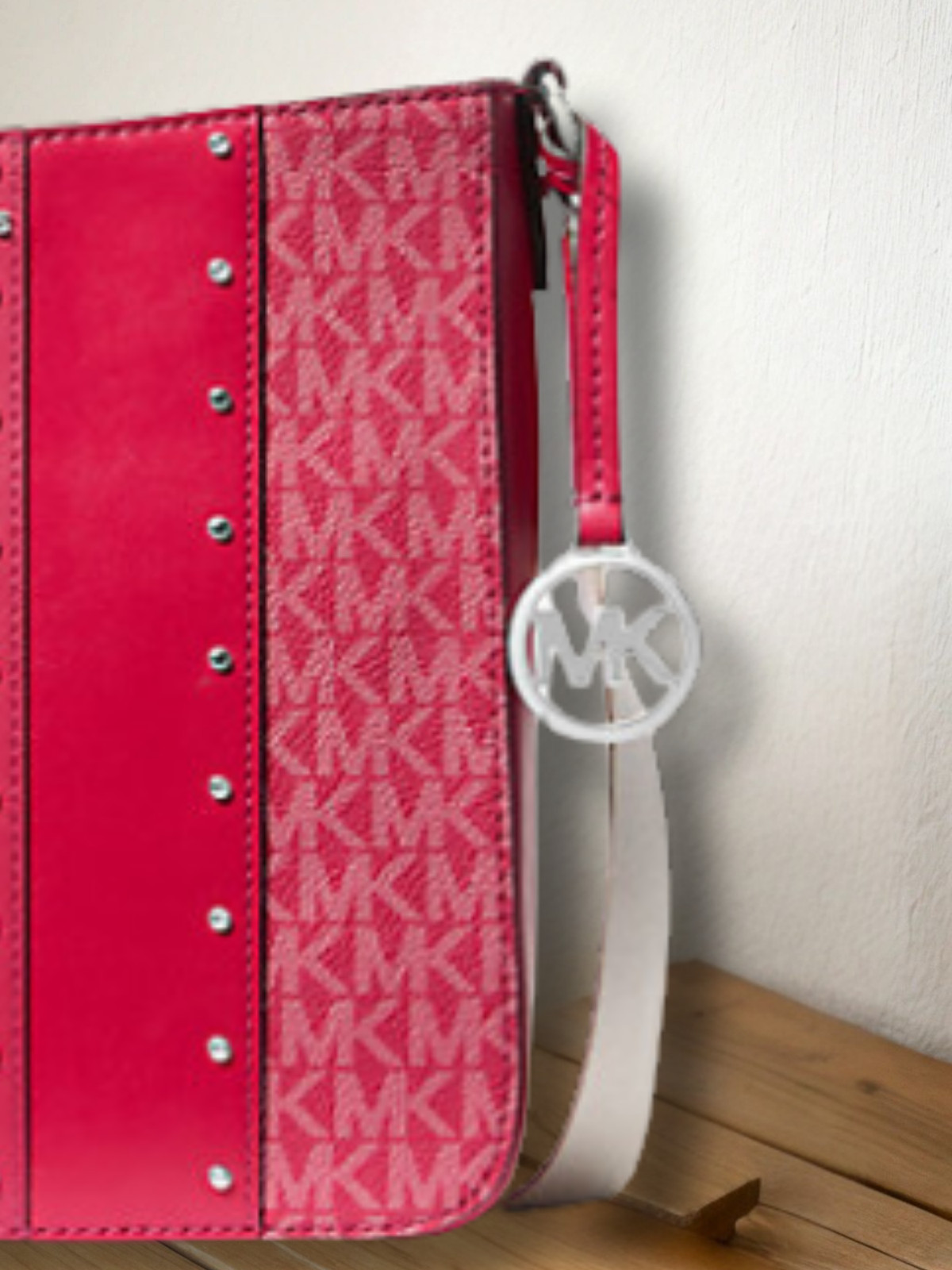 Michael Kors Small Studded Patchwork Logo Crossbody Bag Dark Raspberry Handbag