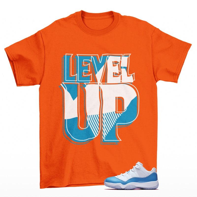 Level Up Shirt Orange to Match Jordan 11 Low University Blue FV5104-100