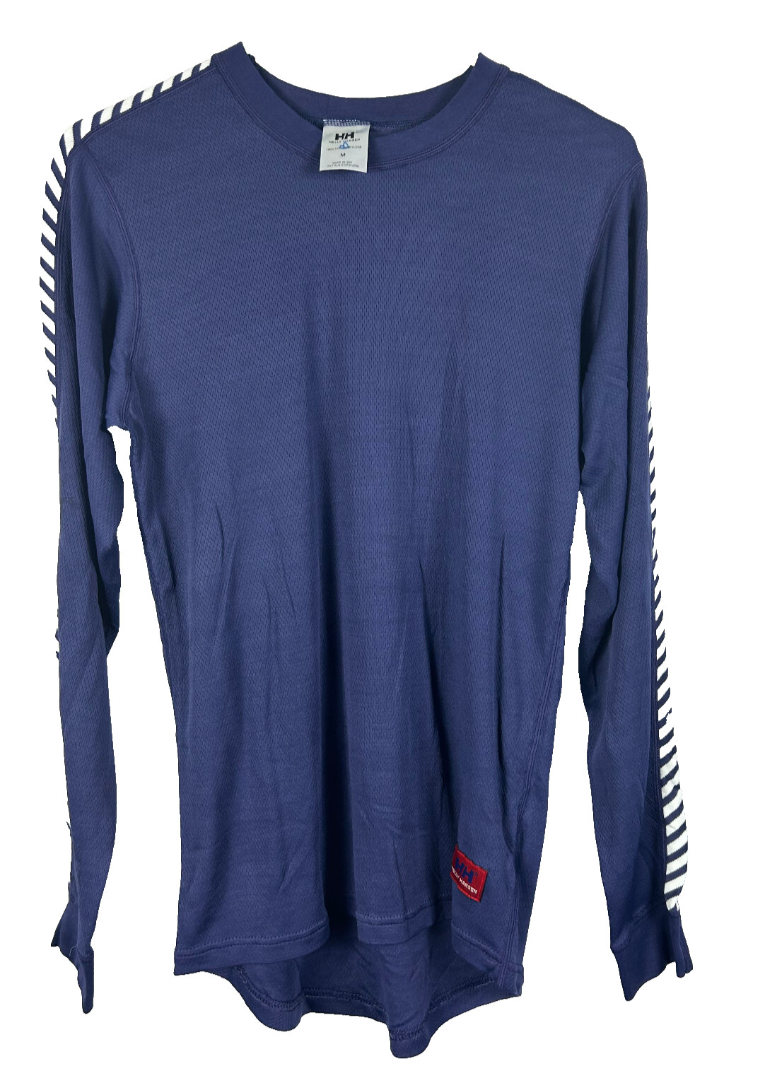 Helly Hansen Base Layer Top T Shirt Womens Medium Navy White Long Sleeve Knit