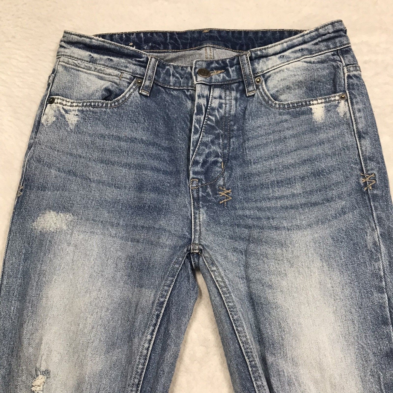 KSUBI Van Winkle Hi Fi Jean Men 30×33 Skinny Distressed Button Fly Goth Skate