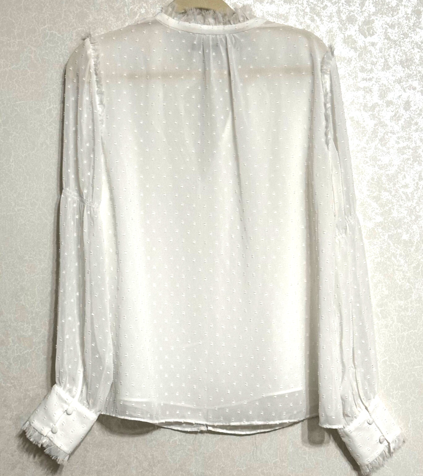 White House Black Market Swiss Dot Button Down Chiffon Blouse XLP Petite NEW