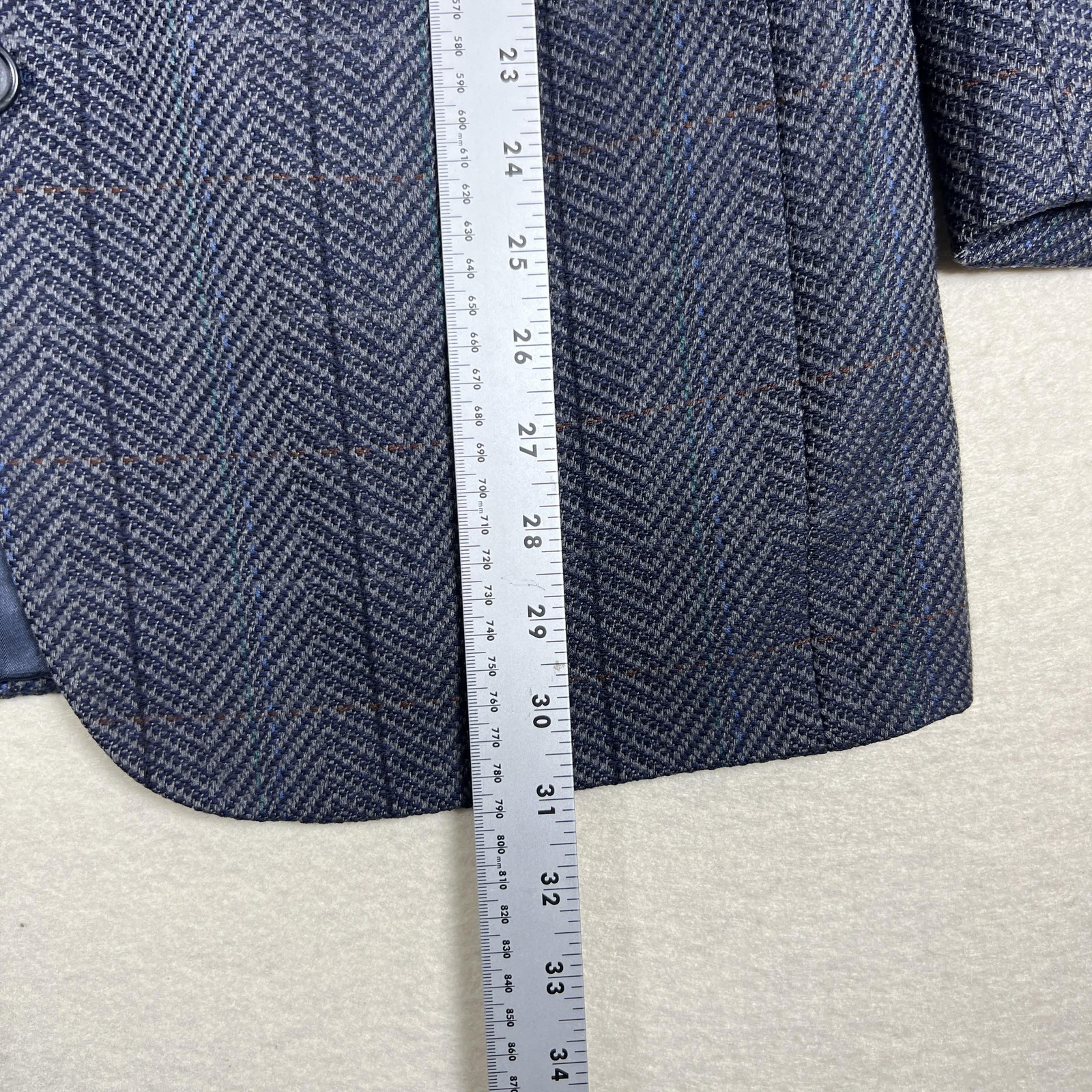 Vintage Modesto Bertotto Wool Cashmere Blazer 42R Made in Italy Herringbone
