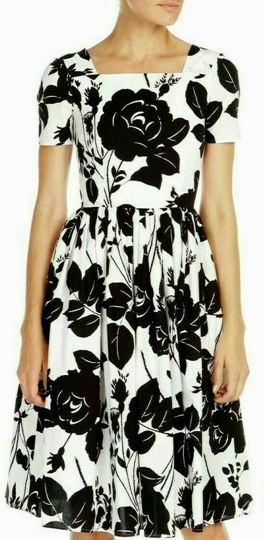 🆓US🛃 FW2015 Dolce&Gabbana black roses floral printed cotton dress IT 42