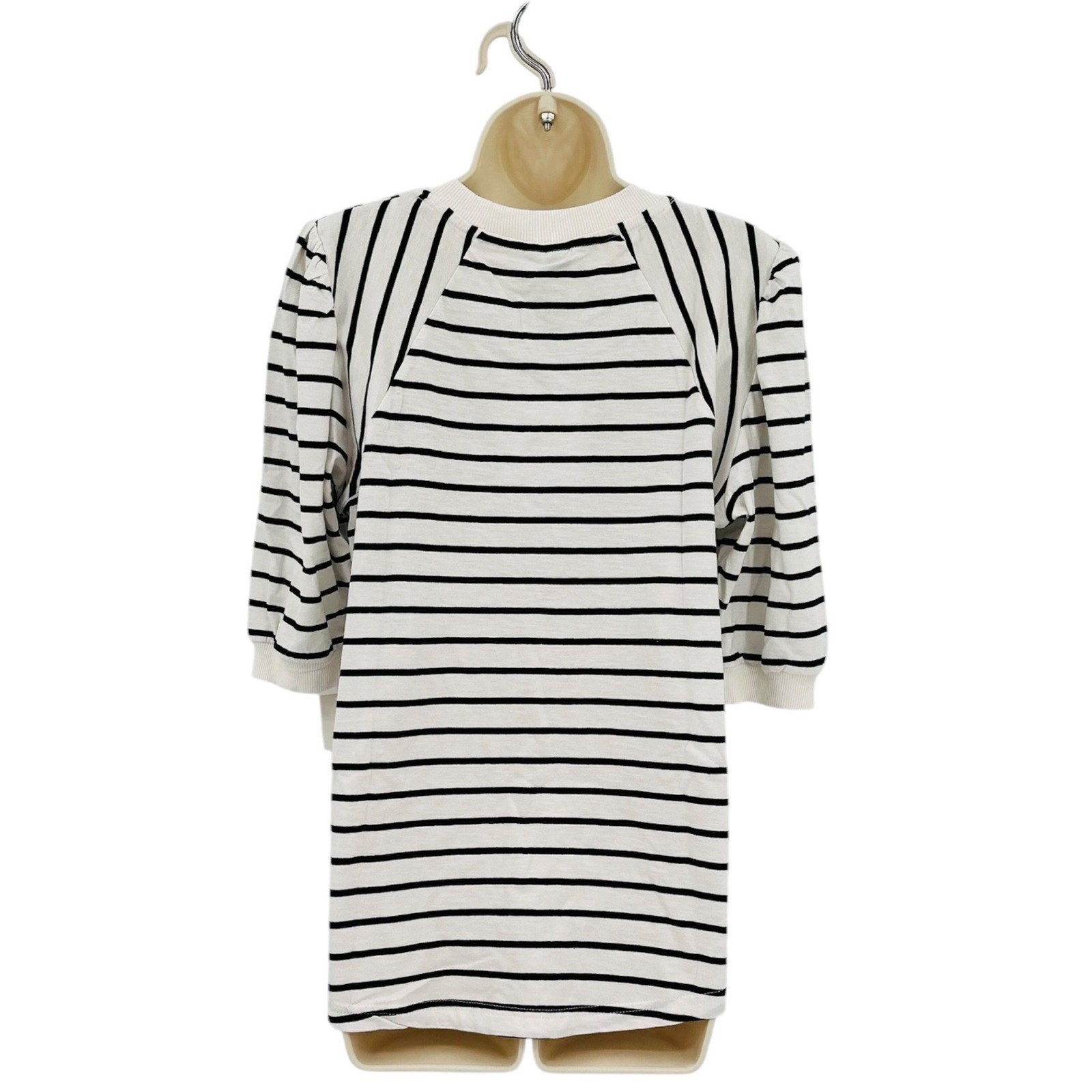 Grace + Karma Puff Sleeve Striped Top Women’s Large White Black NEW