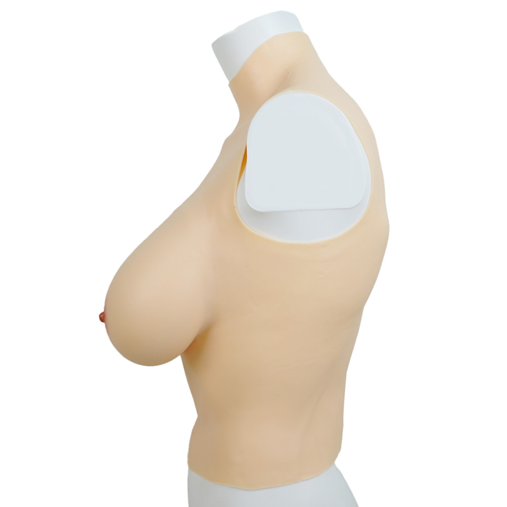 Half Bodysuit Silicone Breast Forms Breastplate Fake Boobs C-G CUP Crossdresser