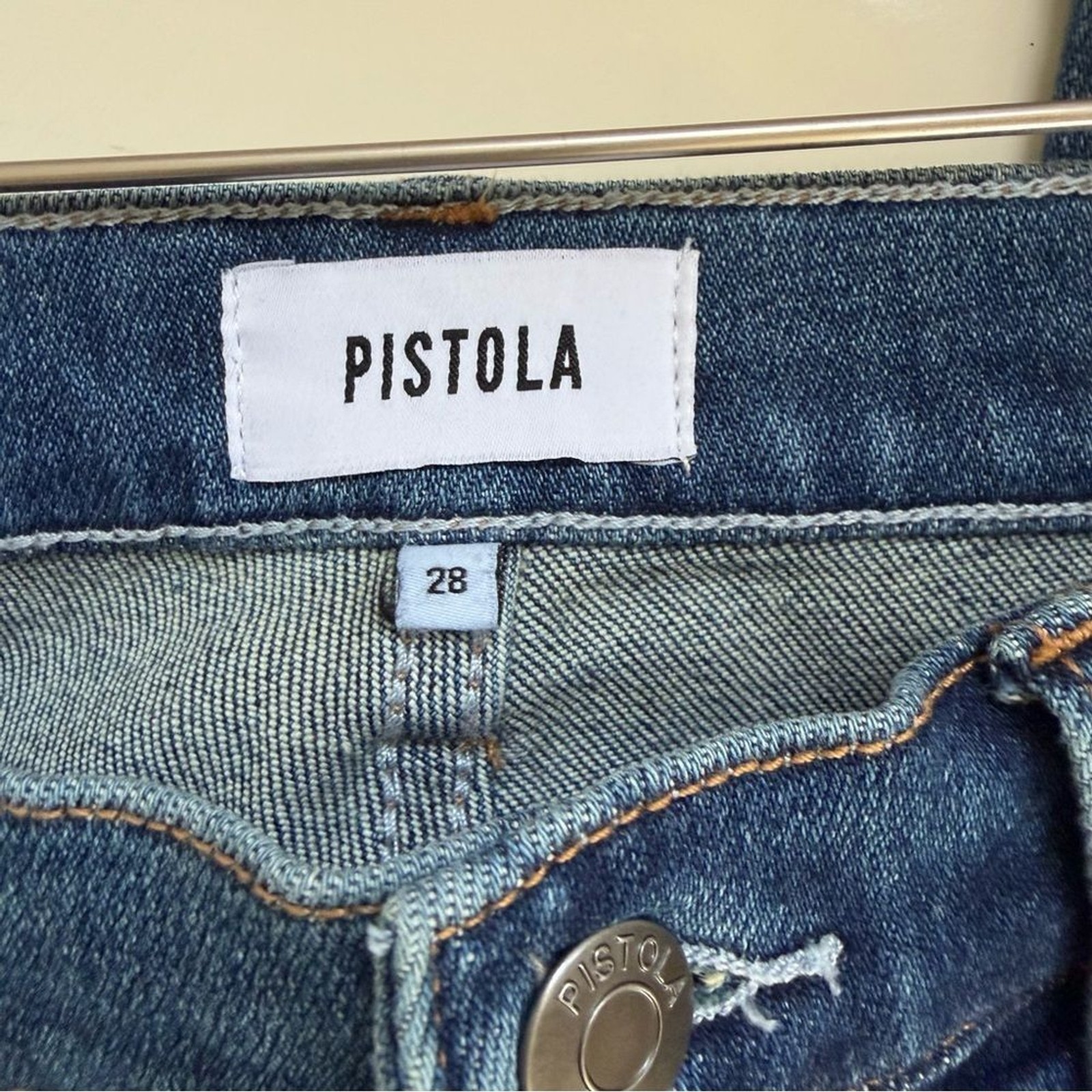 Pistola Jeans Monroe Crop High Rise Cigarette Jean Blue Denim Size 28