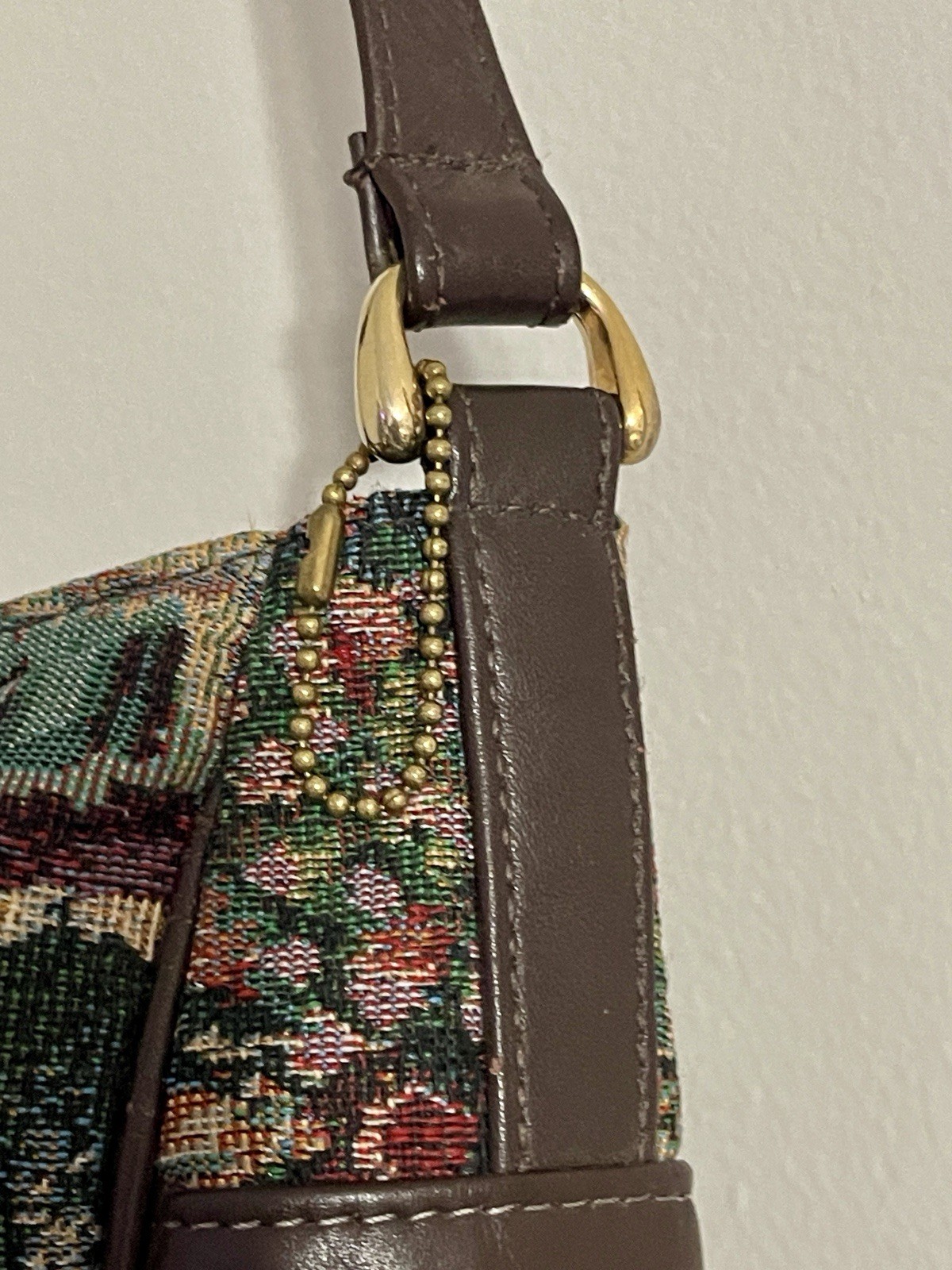 Vintage Sas Needlepoint Tapestry Shoulder Bag Purse Cafe Scene Boho Western
