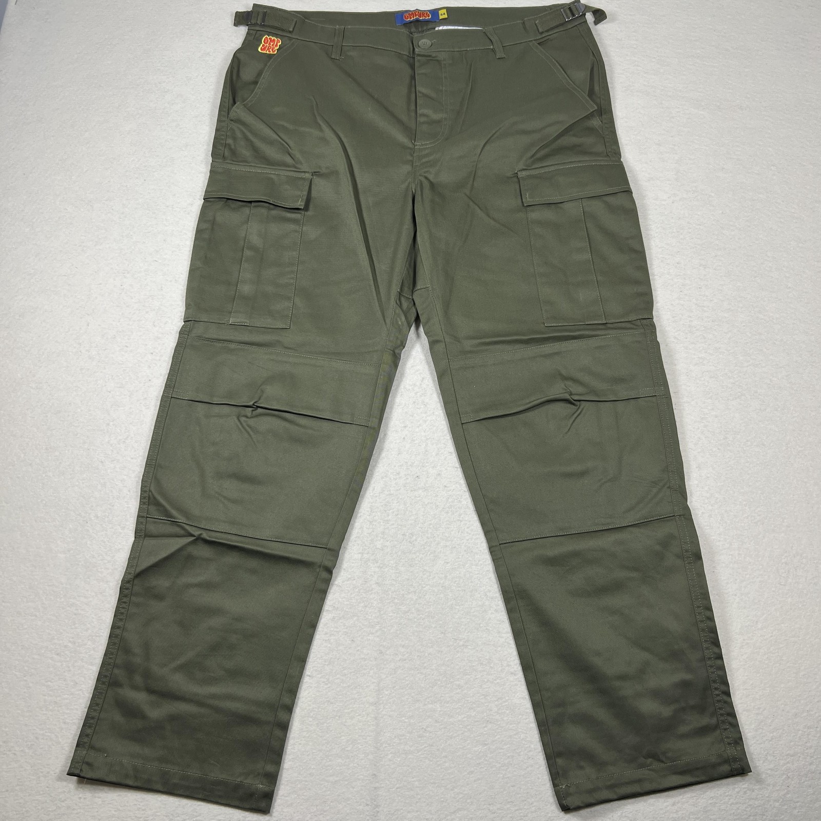 Empyre Cargo Pants Mens 34 Green Relax Fit Workwear Double Knee Pockets Utility