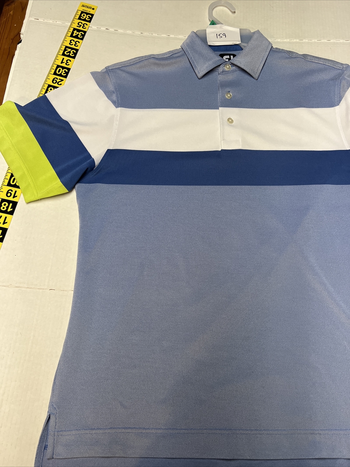 Footjoy Golf Polo Shirt Men’s Medium Striped Colorblock Greystone Course Preppy