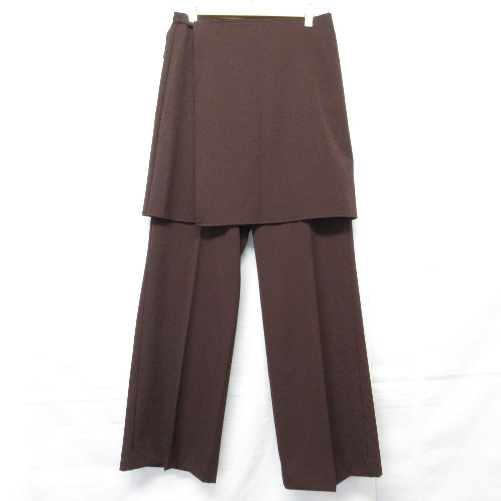 MIESROHE Straight Pants with Layered Skirt, Size 0, Wine Red, Women USED