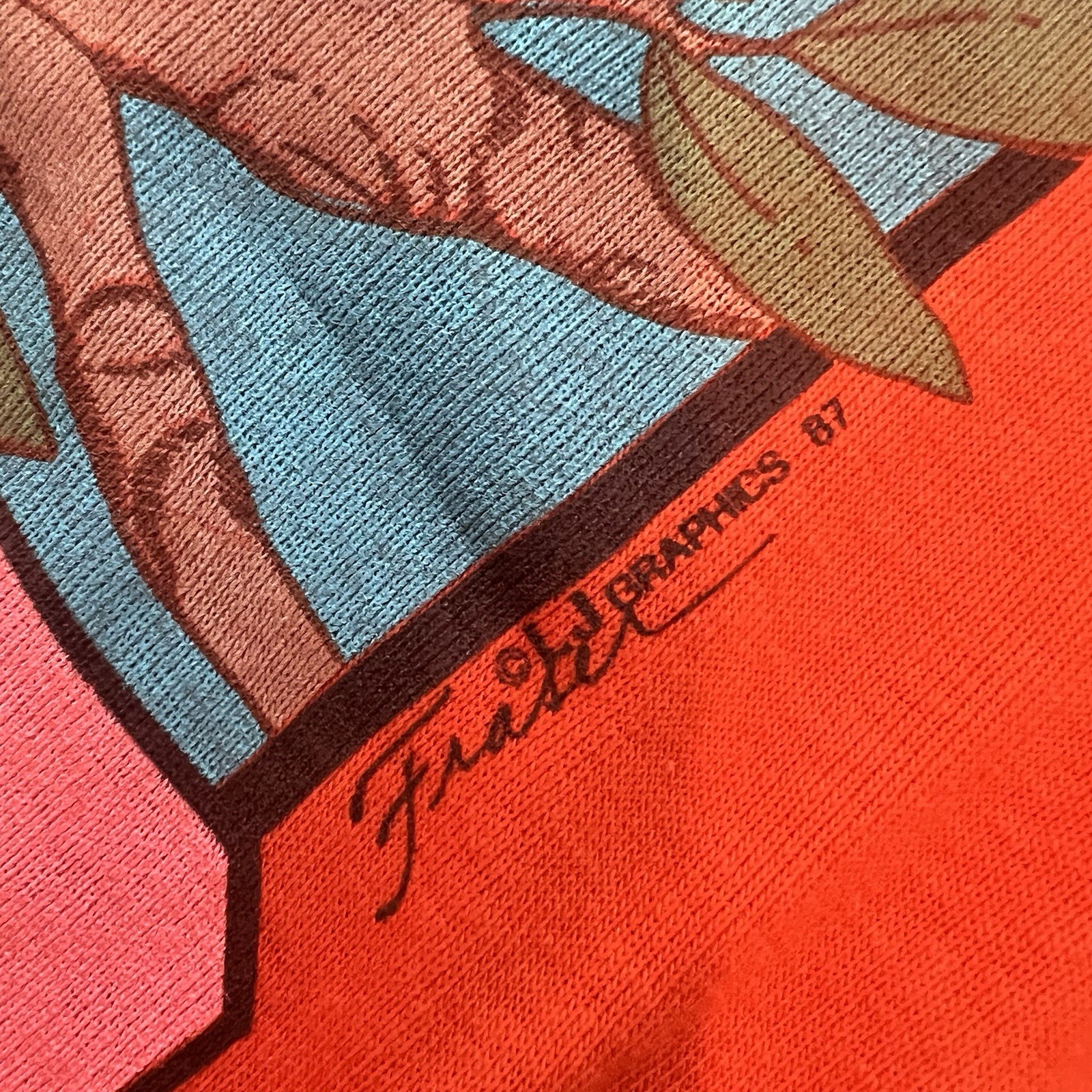 Vintage Koala Light Shirt Womens Medium Frate Graphic 87 USA Orange