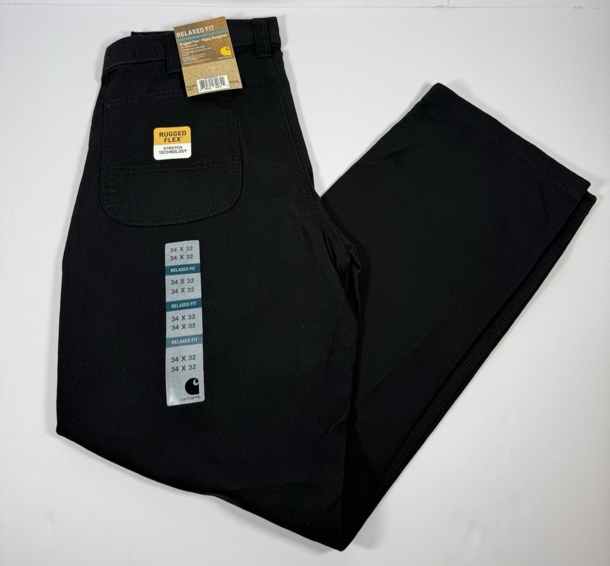 Carhartt Rigby Pants Relaxed Fit Straight Leg Mens 34×32 Black Work Dungaree