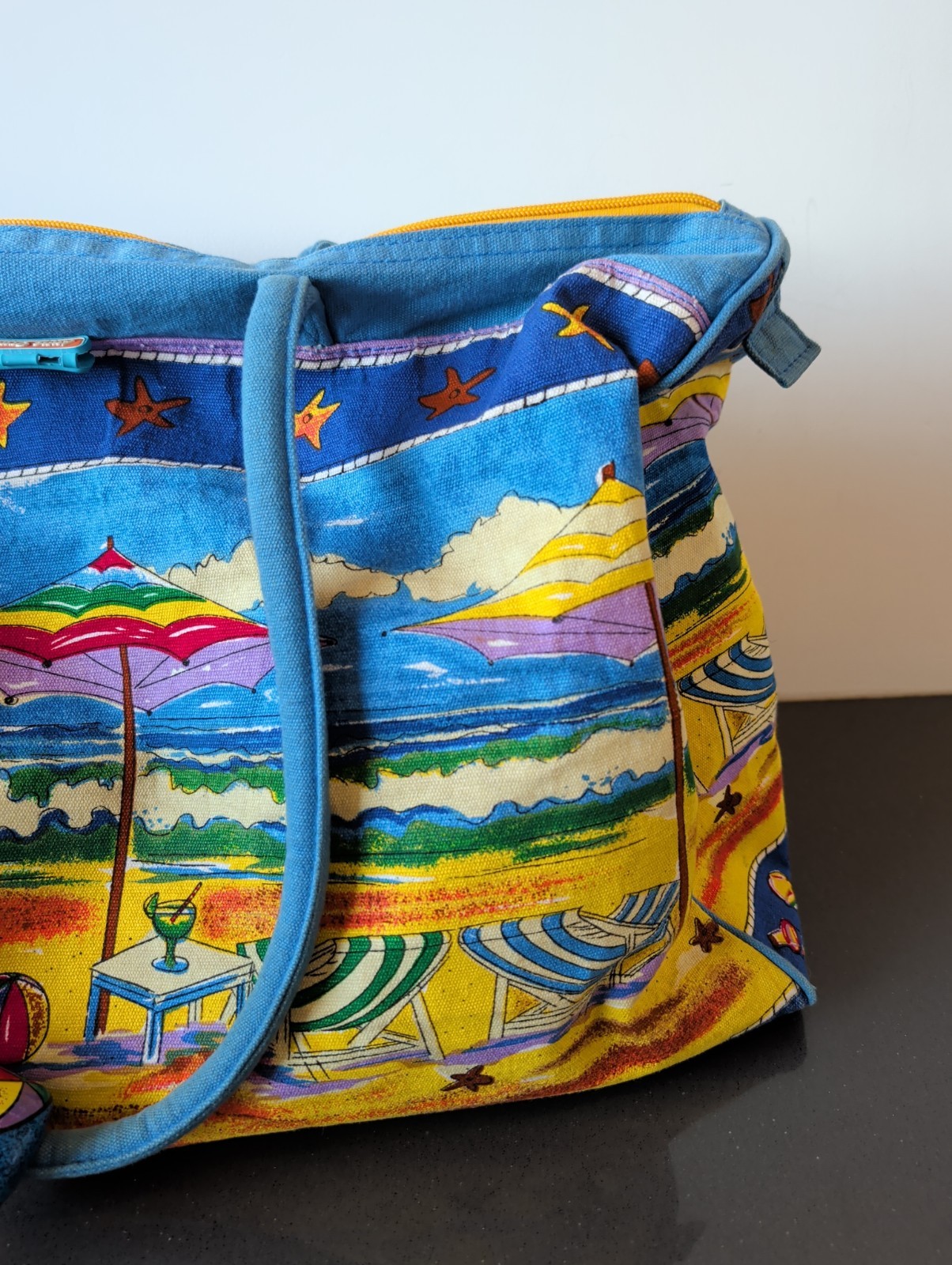 Anne Ormsby Sun n Sand LG 20″x13″ Double Zip Beach Bag Tote Beach Umbrellas