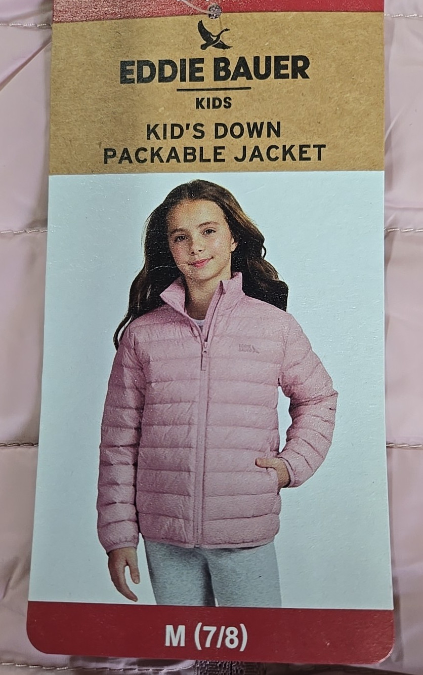 NWT: Girl’s Eddie Bauer Down Packable Jacket – 2 Colors/4 Sizes to Choose From!