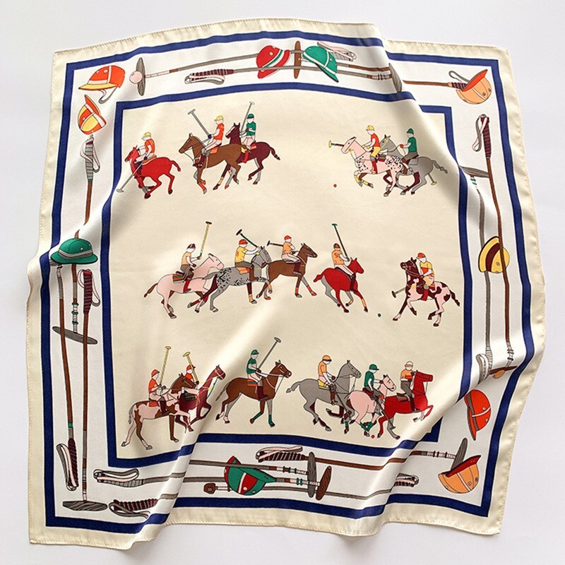 100% Pure Silk Square Scarf Women Neckerchief Wrap Kerchief Bandana Horse 68*68