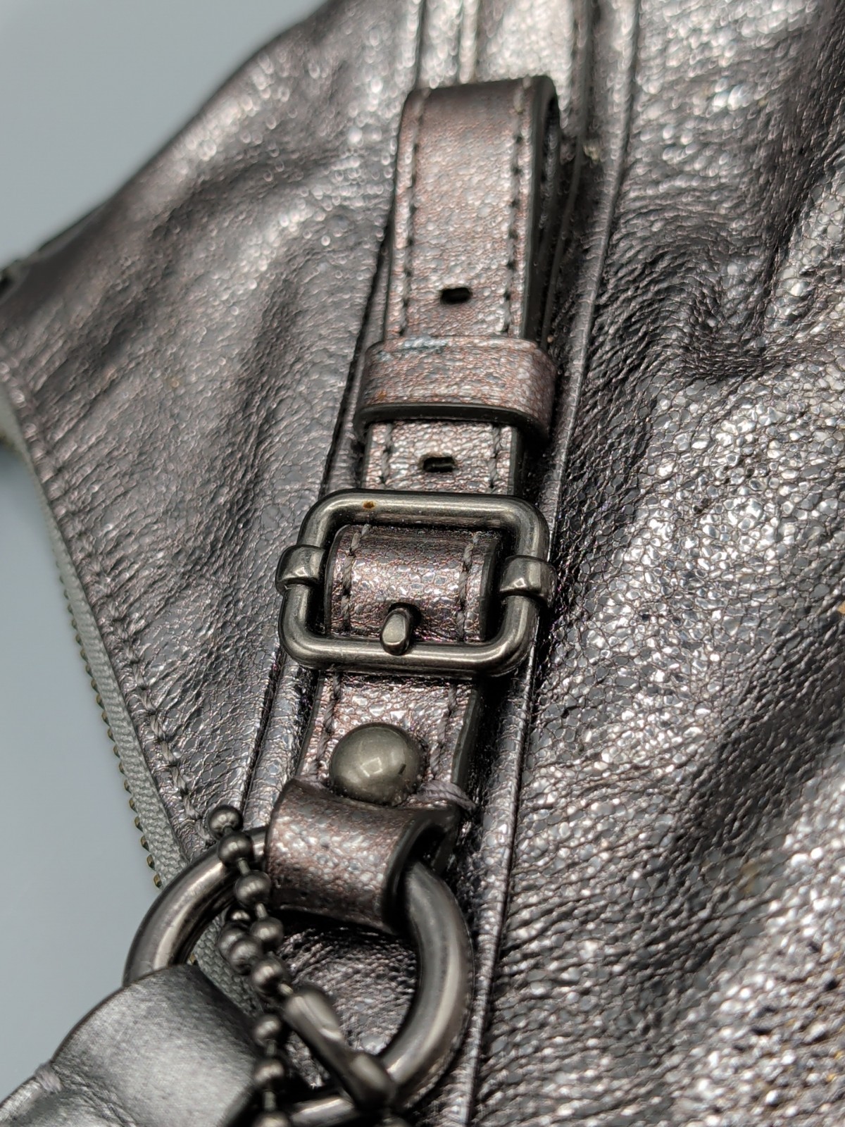 Coach Madison Sophia Metallic Satchel Handbag Silver/ Rose Gold