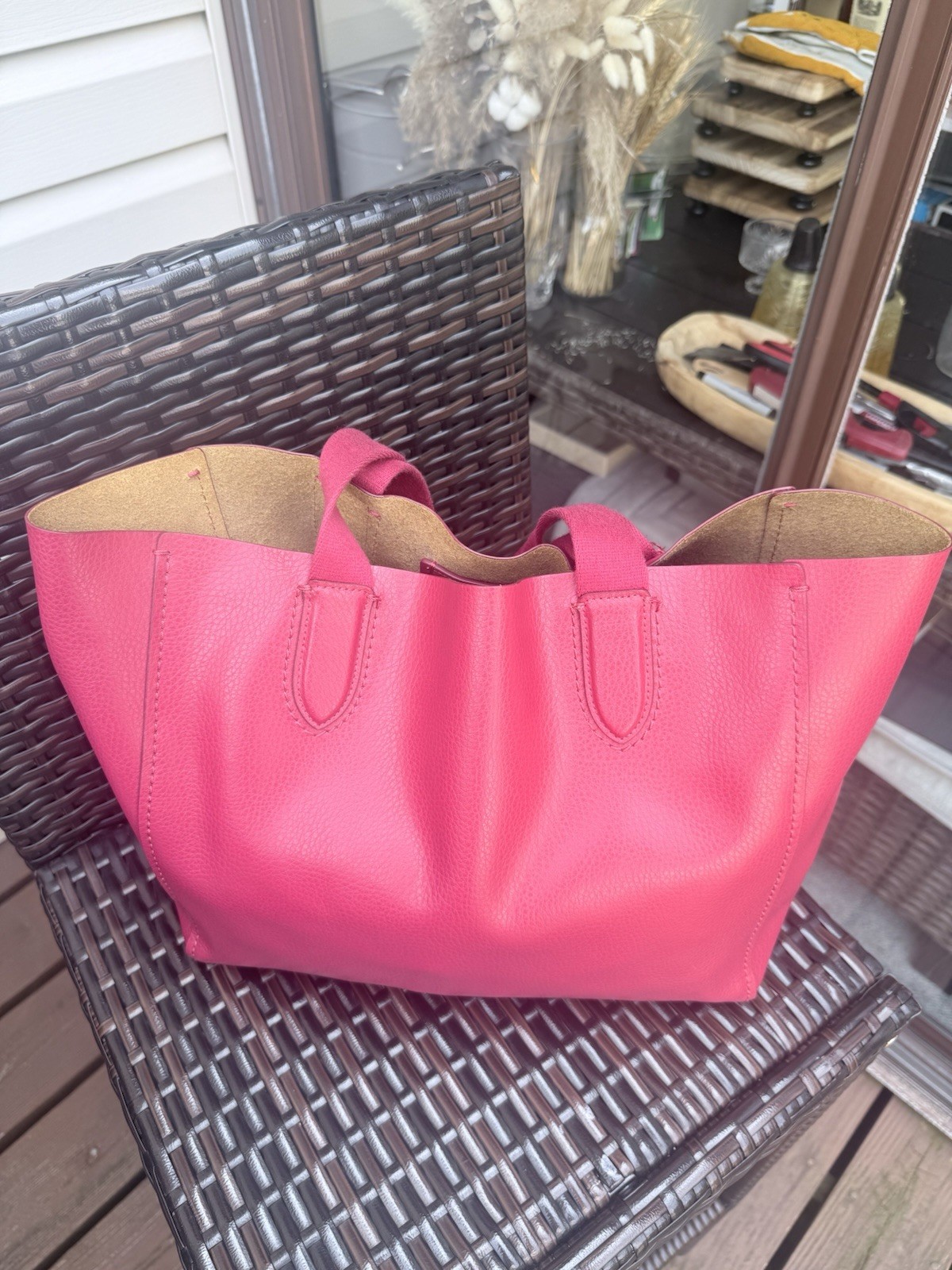 Coach Derby F58660 Red Pebbled Leather Tote Bag/Shoulder/Suede Line
