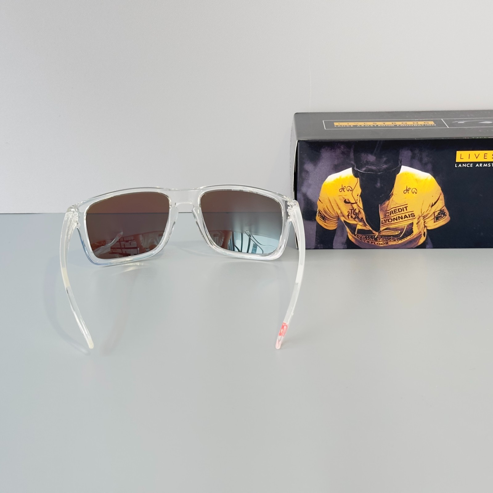 Oakley Holbrook XXL OO9487 Sunglasses Crystal Clear Frame Blue Lenses Unisex