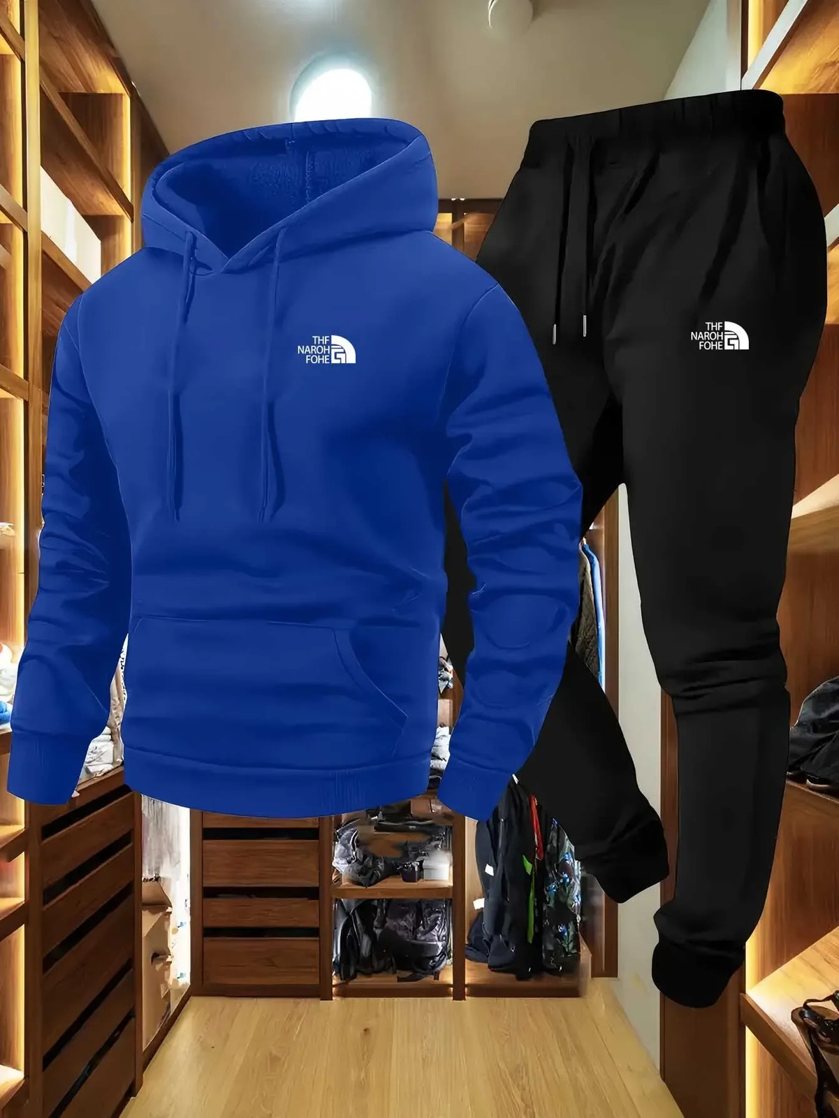 Men’s Autumn and Winter Pattern Casual Two-Piece Set Hooded Sweatshirt and Pants