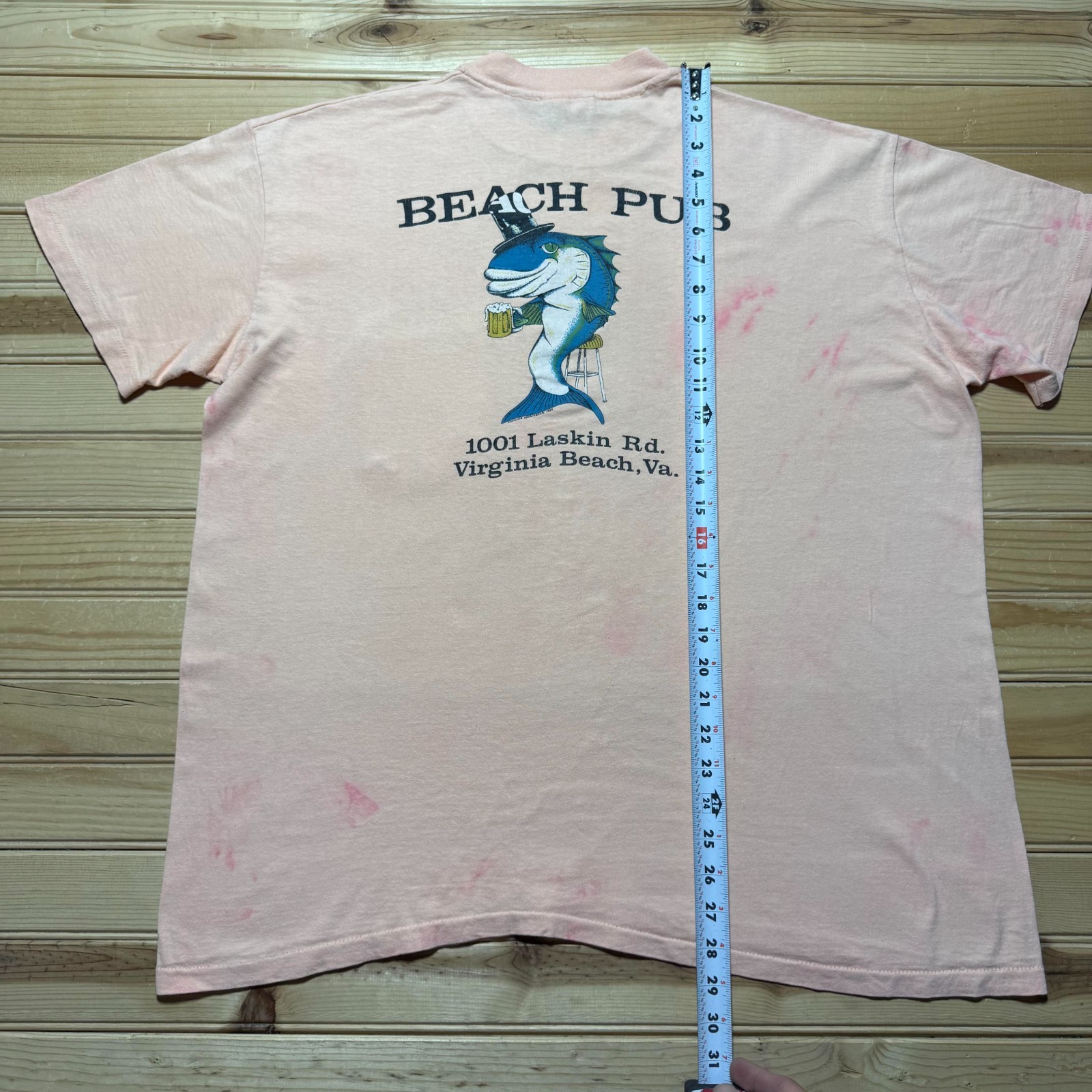 Vintage 1985 Beach Pub Virginia Salmon Beer Hat Promo Pocket T-Shirt USA – XL