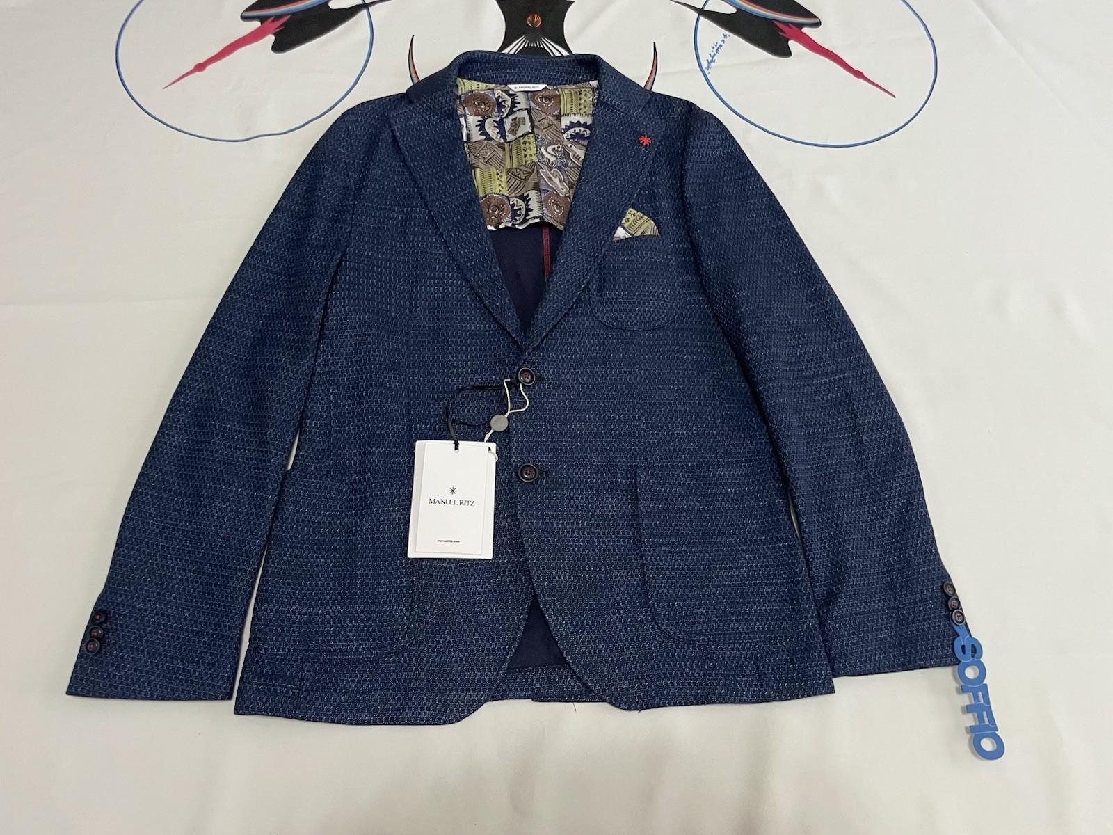 NWT Manuel Ritz Jacket Blazer Sport Textured 1/4-Lined Linen Blend IT 52 / US 42