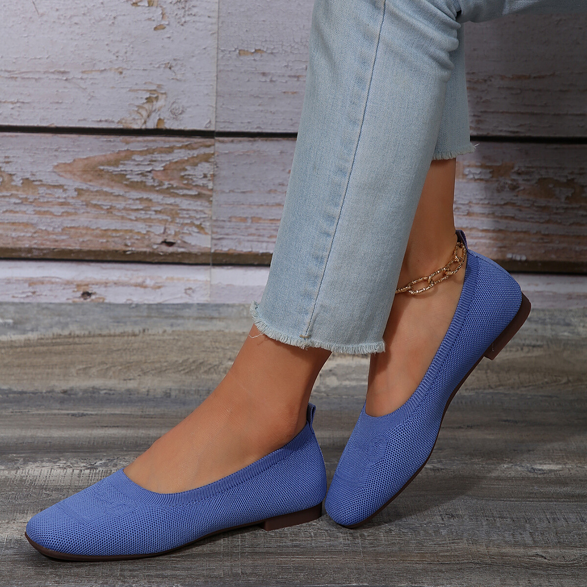 Womens Ballet Flats Comfortable Soft Casual Square Toe Slip-Ons Casual Shoes New