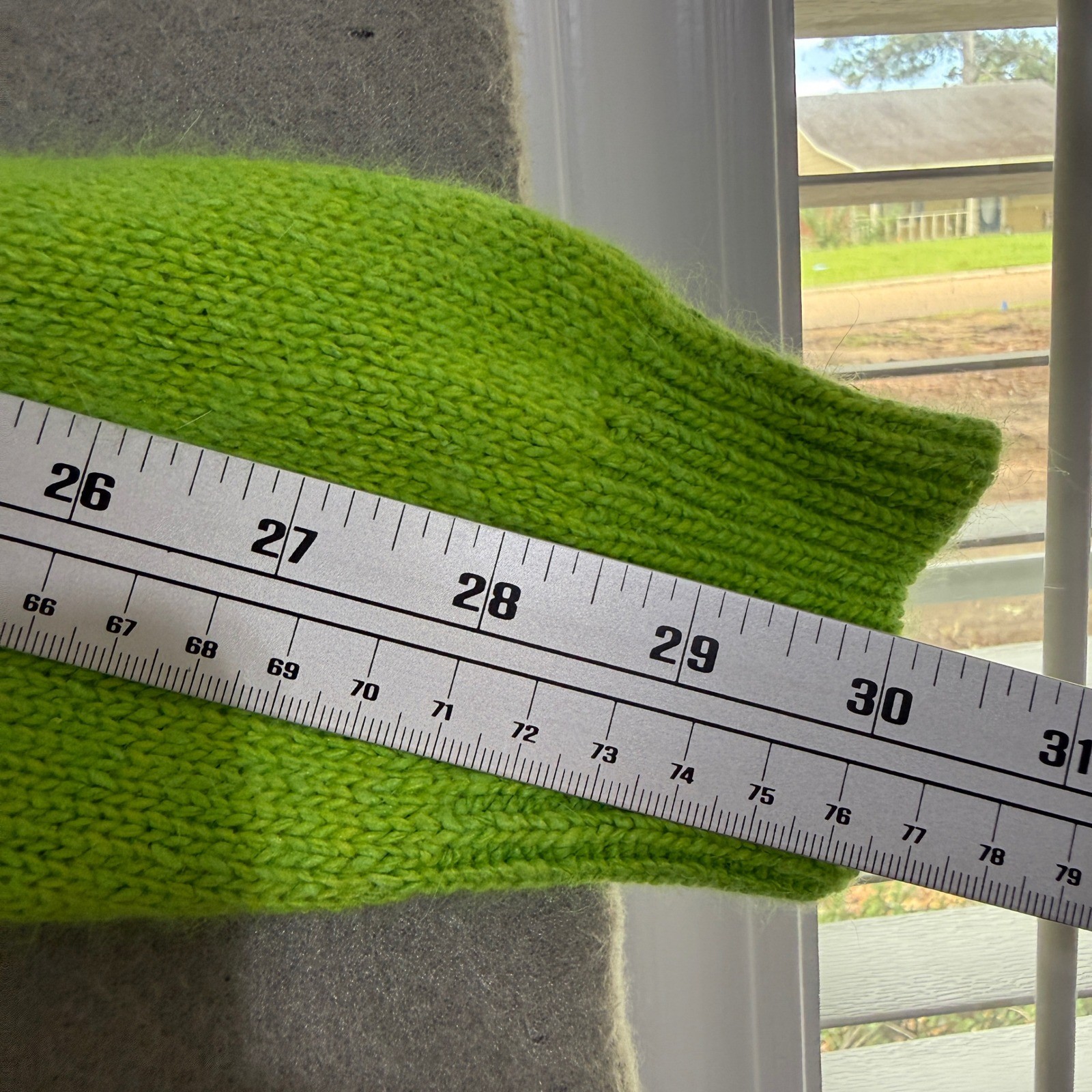 Lisa International Lime Green Silk Angora Cable Knit Sweater Women Large L