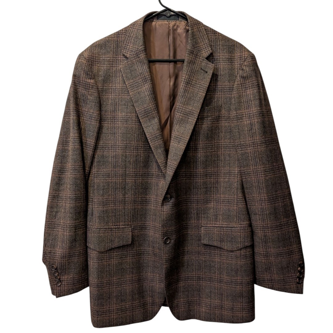 Pinto Ranch Fine Western Wear x Loro Piana Men’s 42L Brown Wool Check Blazer