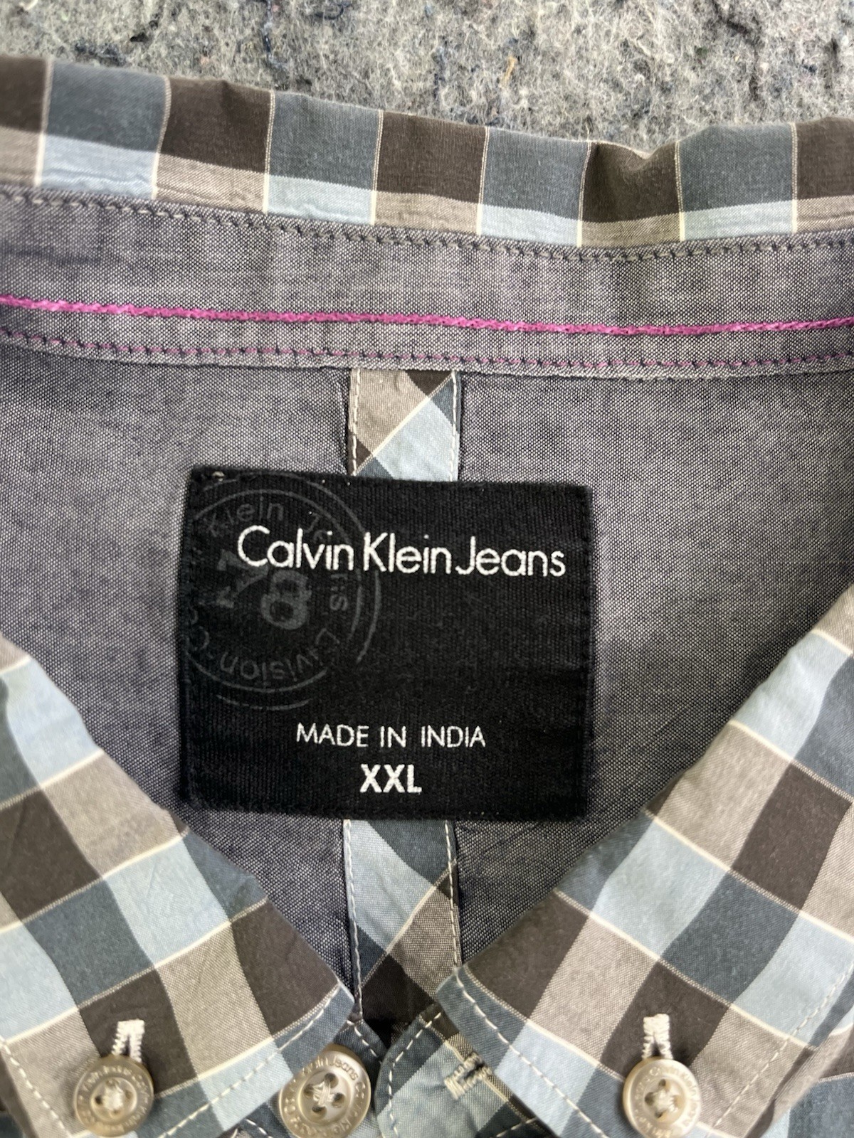 Calvin Klein Mens XXL Plaid Button Up Shirt Multicolor Cotton/ Polyester Blend