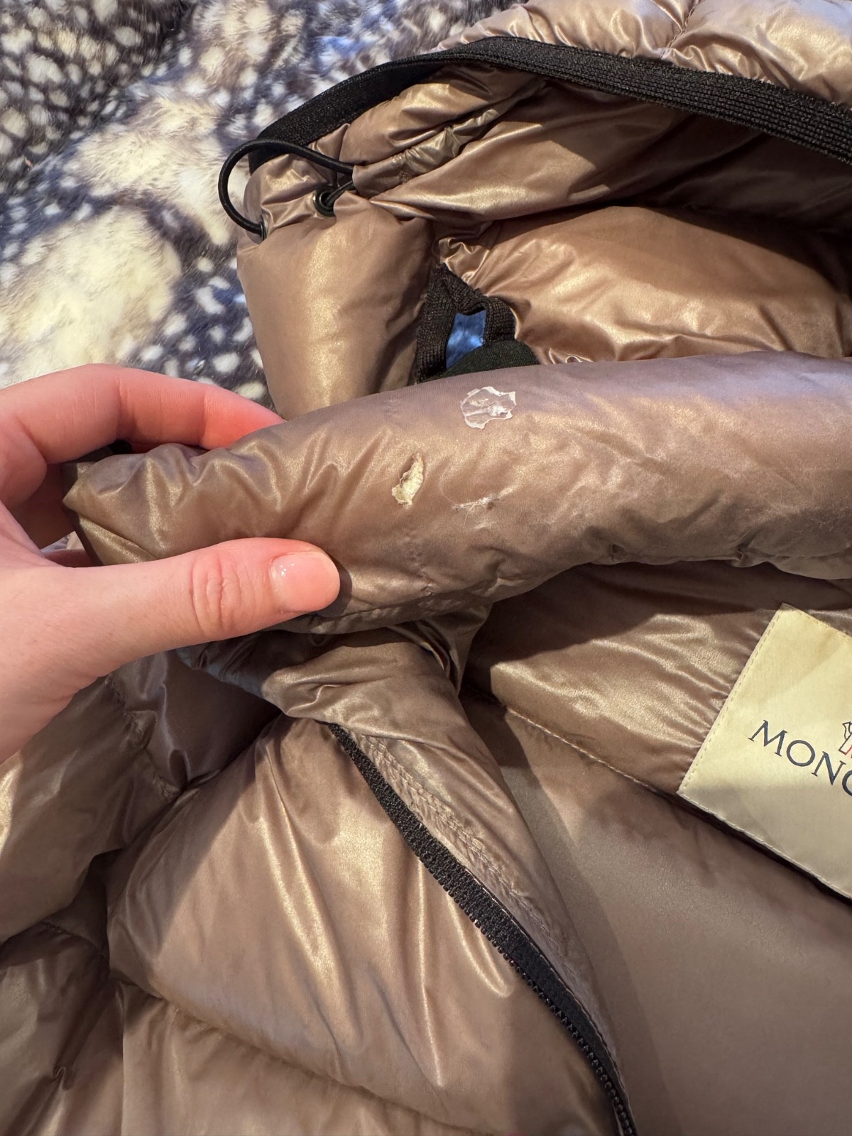 moncler beige/brown womens puffer jacket