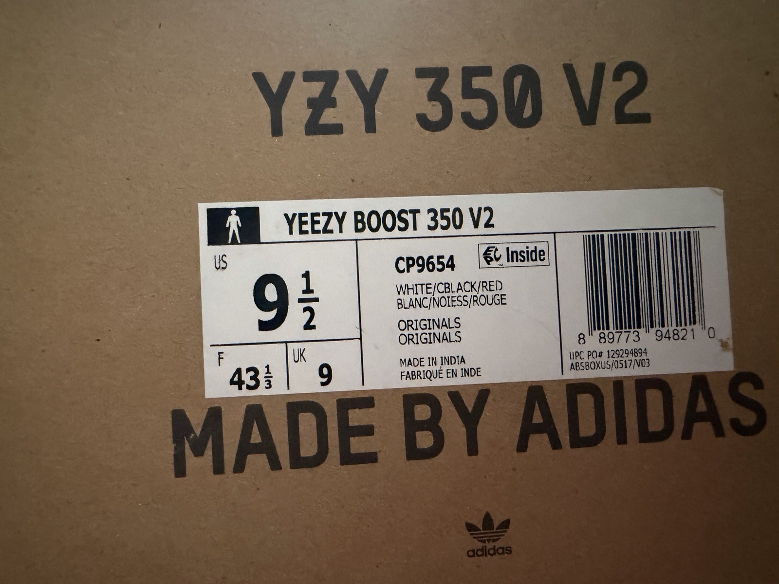 adidas Yeezy Boost 350 V2 Zebra White/Core Black/Red Primeknit CP9654 2017