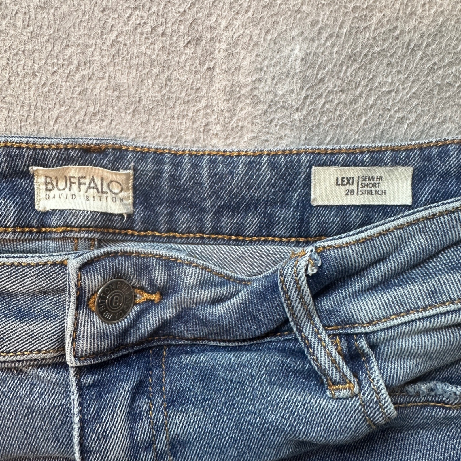Buffalo Jean Shorts Womens 28 Blue Lexi Semi Hi Short Distressed Stretch Denim