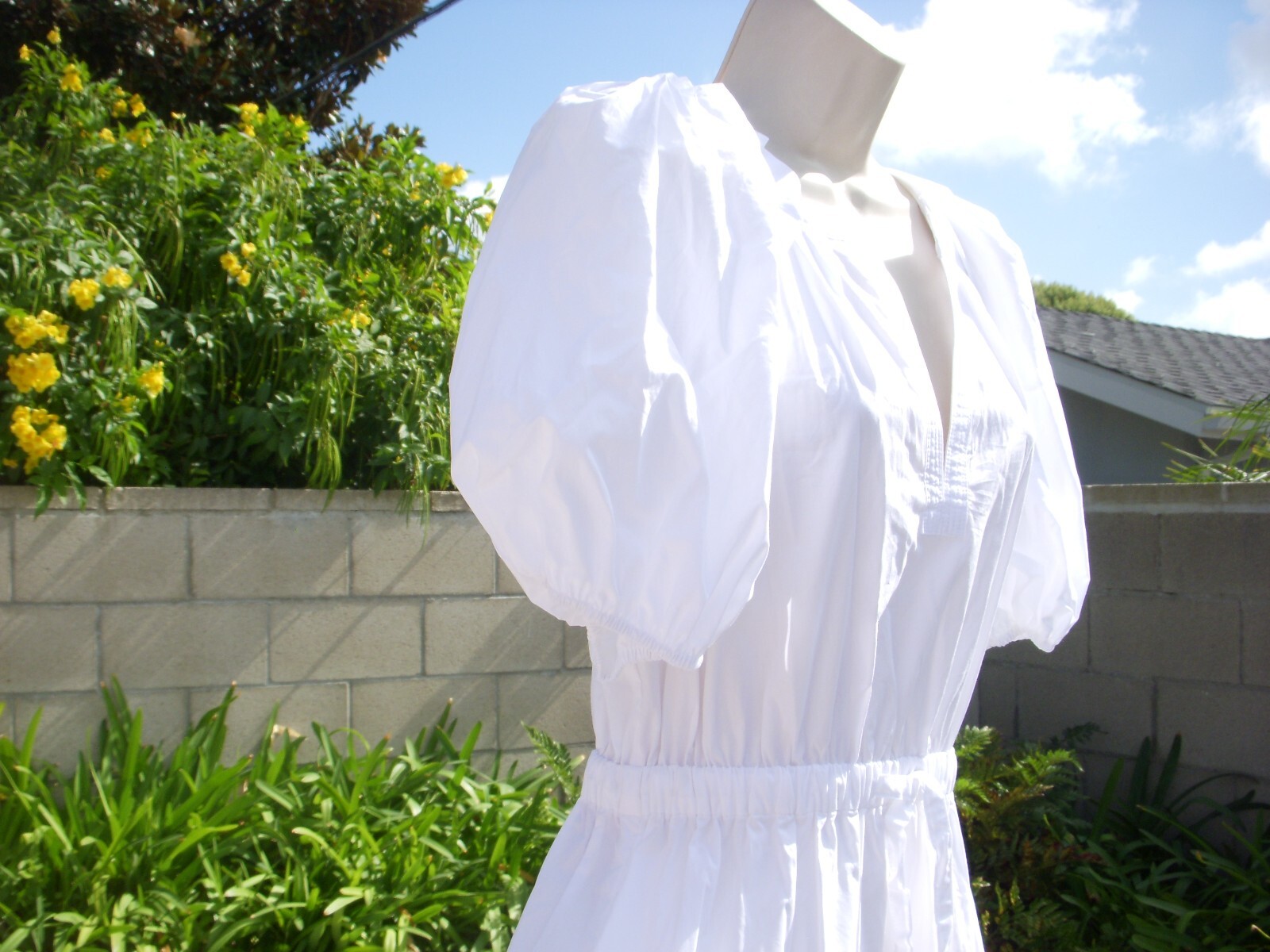 Ulla Johnson OLINA White Blanc or Coral Cotton Midi Dress, Flounced Skirt Size 2