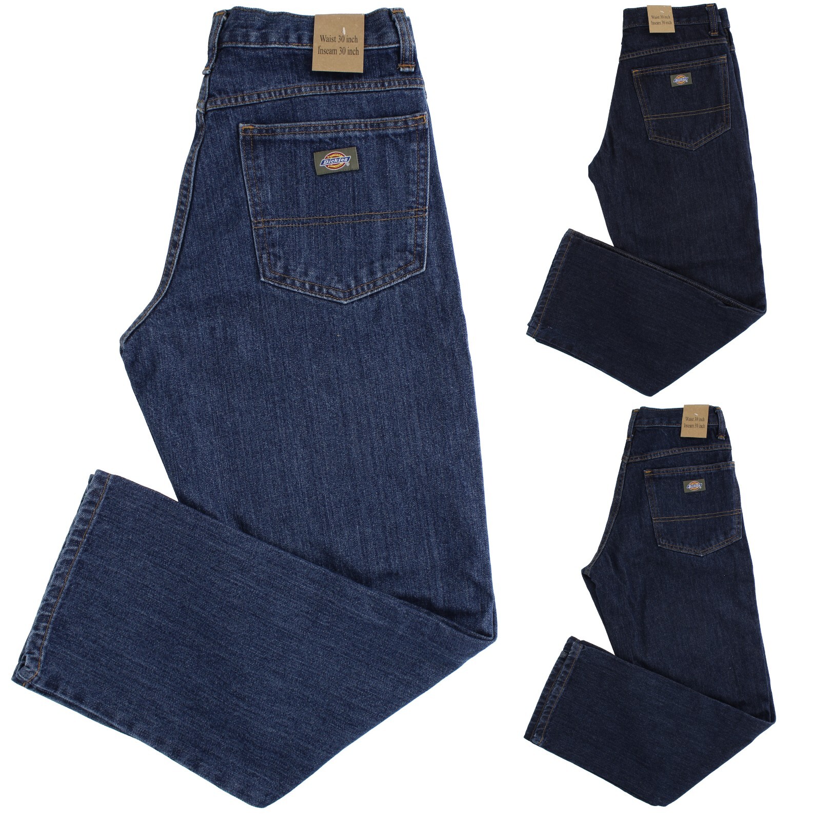 Dickies Men’s Denim Jeans Regular Straight Fit 100% Cotton 5-Pocket Casual Pants
