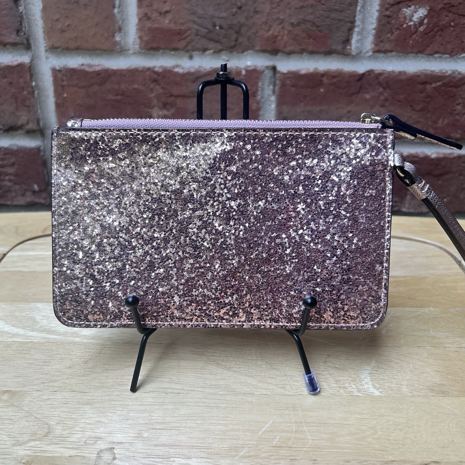 Kate Spade New York Glitter Wristlet – Pink / Rose Gold Sparkle