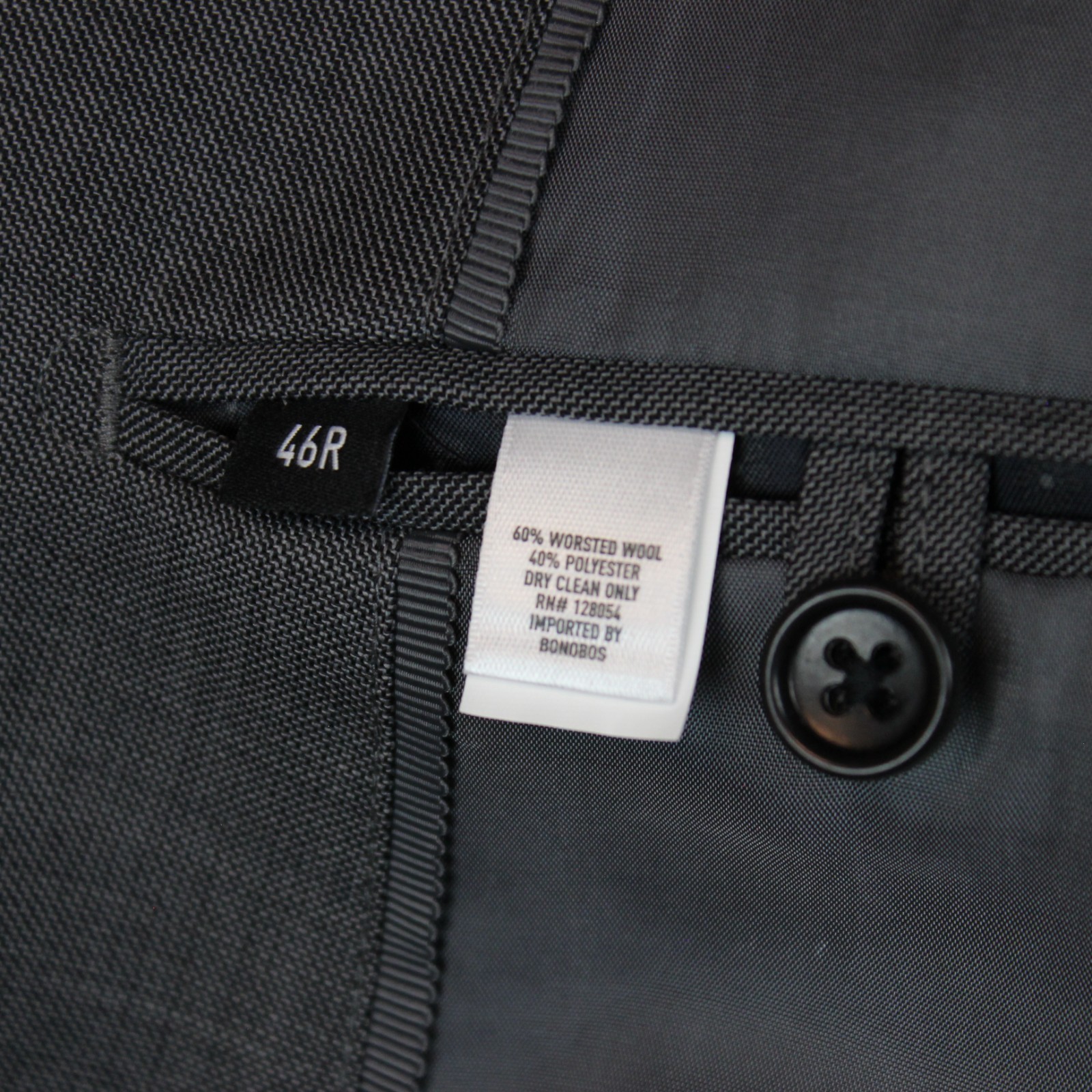 Bonobos Jacket Sport Coat Blazer 46R Gray Nailhead Standard Fit Business Casual