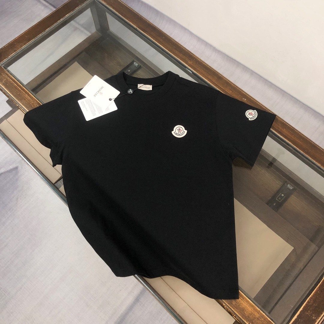 Moncler Unisex Black Crew-Neck 100% Cotton T-Shirt M