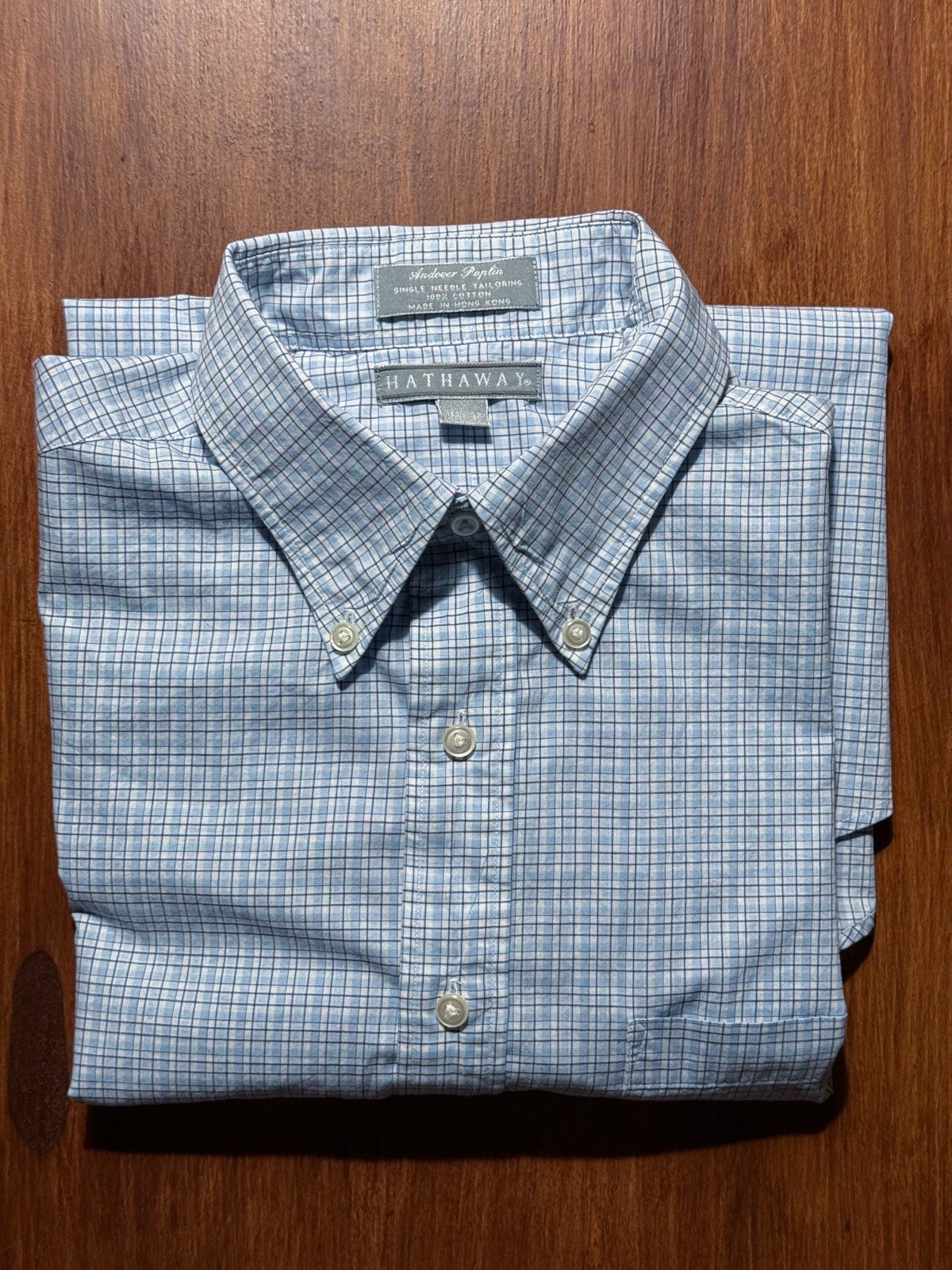 Hathaway Andover Poplin Men’s Long Sleeve Button Down Shirt Size 15 1/2 X 32