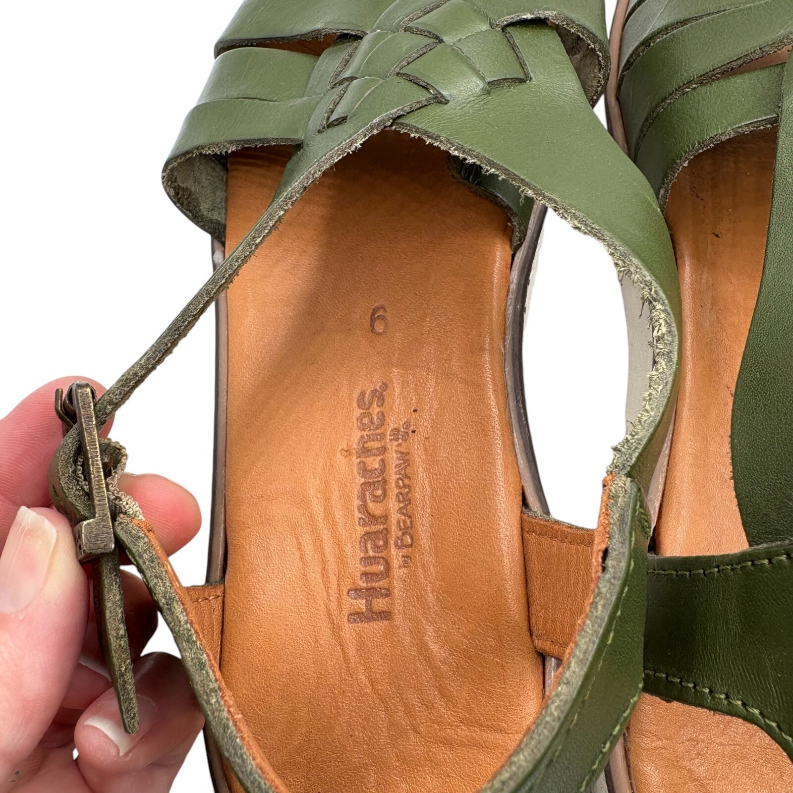 NWT Bearpaw Leah Huaraches Size 6 Slingback Hunter Green