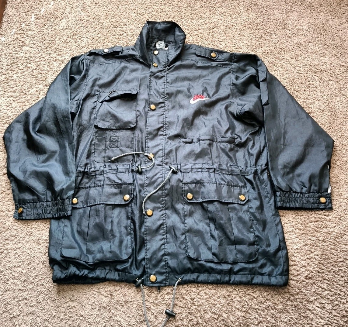 Vintage Nike Team Sports Jacket Men’s XL Black Windbreaker Full Zip Anorak 90s