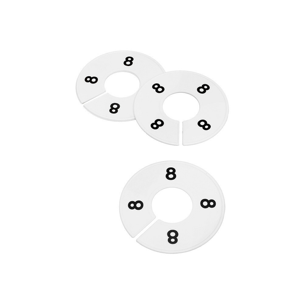 Hangers Retail Clothing Rack 3-1/2″ Round Plastic Size 8 Dividers 10 PCS WHITE