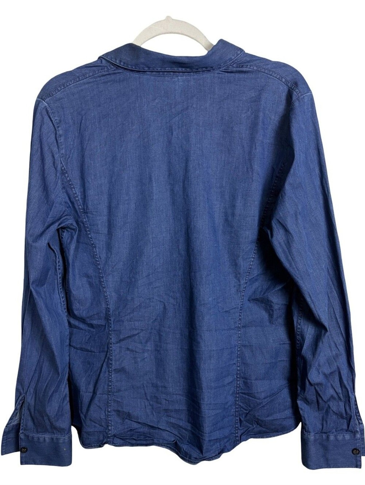 Lafayette 148 New York Indigo Button-Down Dark Wash Jean Style Shirt