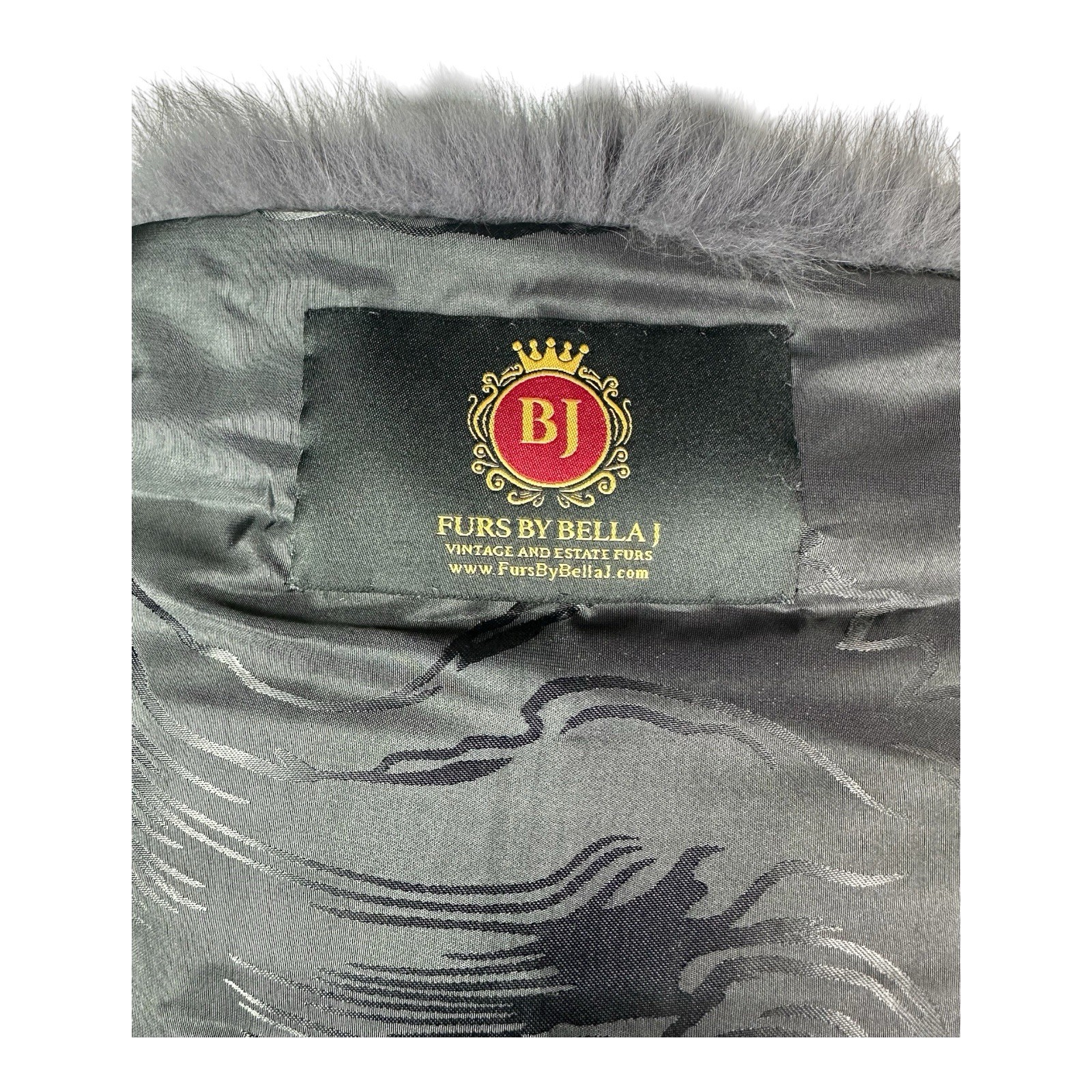 CHARCOAL FOX Stole, Wrap, 70” L, Certified Vintage Fur w/Storage Bag