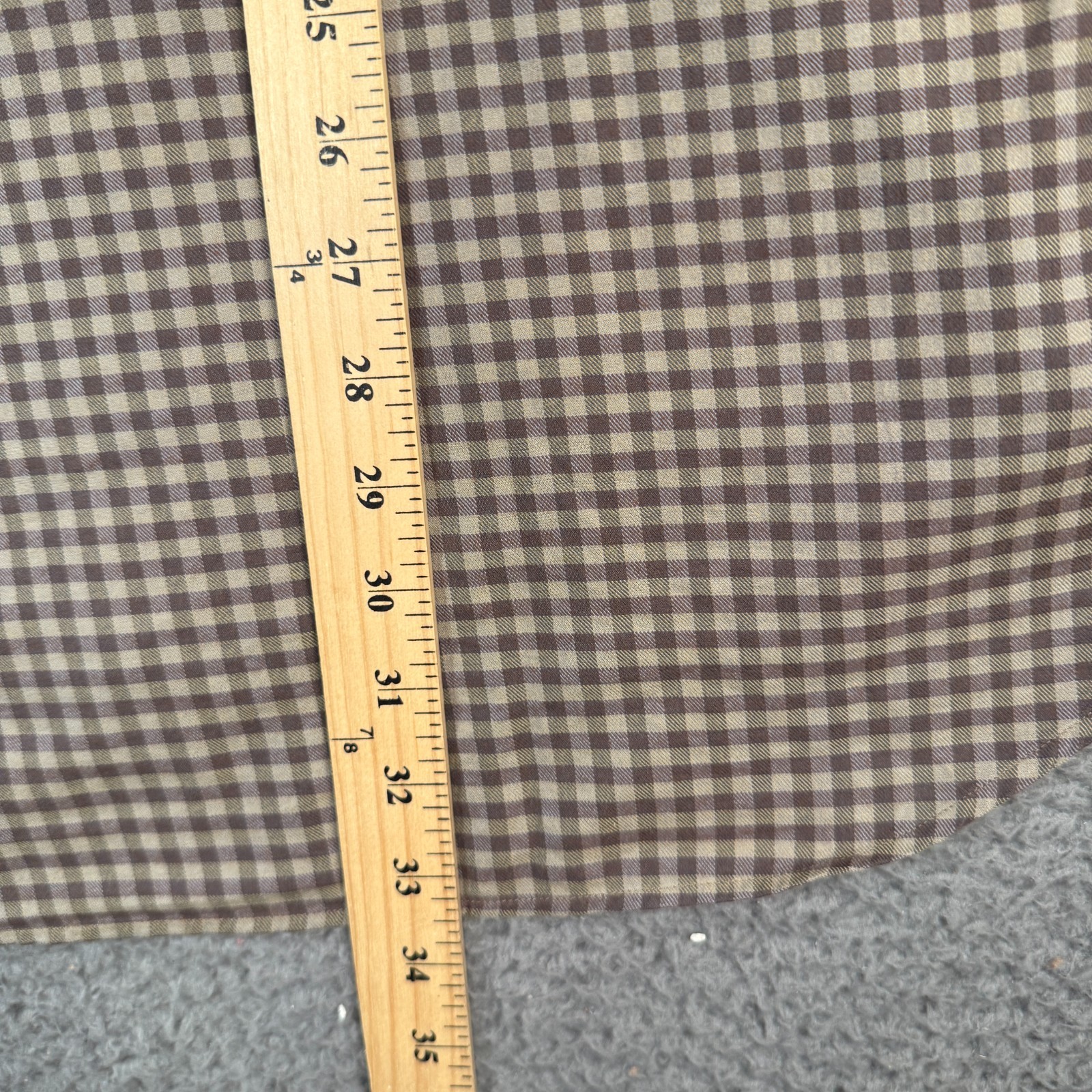 Loro Piana Dress Shirt Mens L Brown Gingham Plaid Check Italy Made Long Sleeve