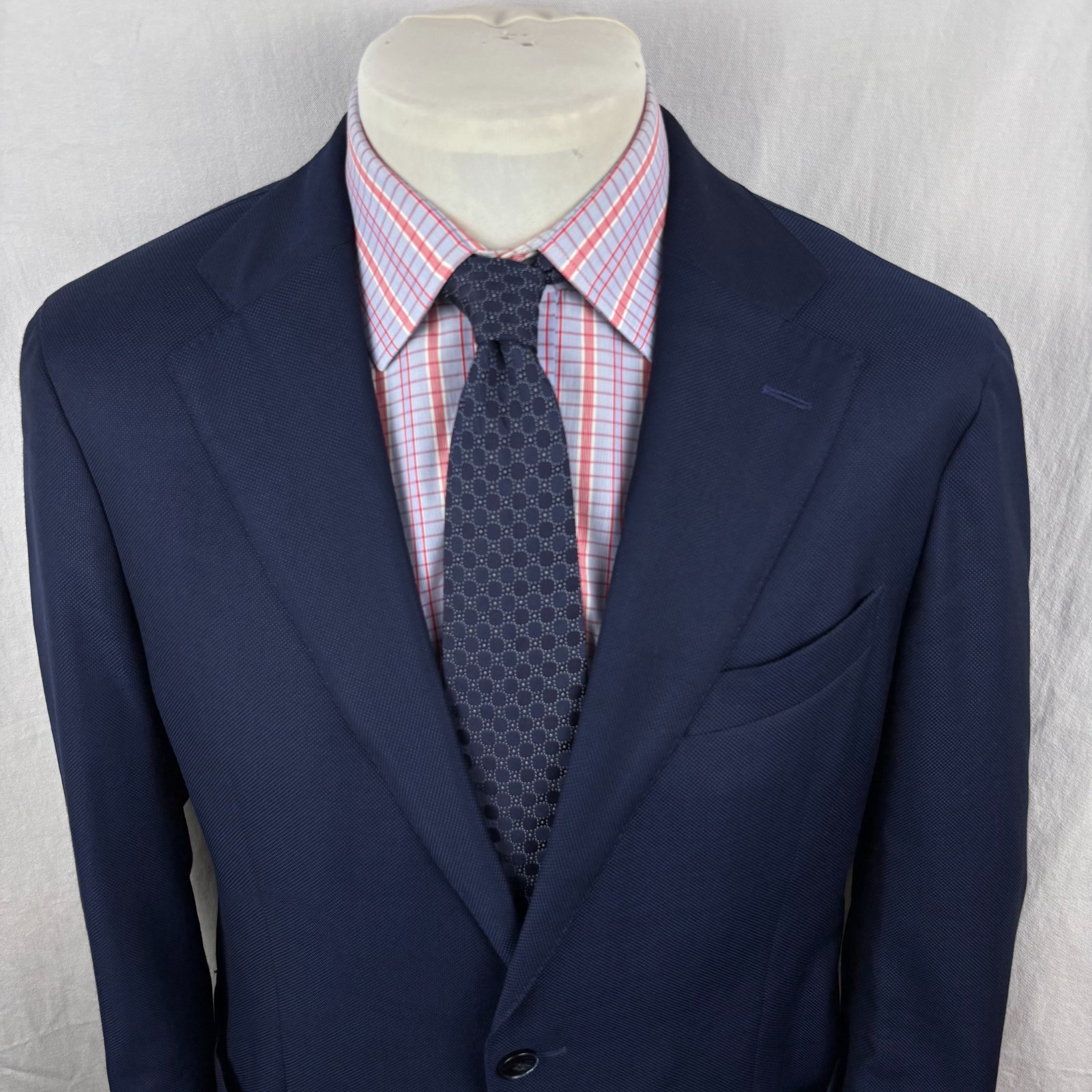 Andrew’s Ties Navy Blue Geometric Dot Silk Tie Made in Italy Classic 58″ 3.25″