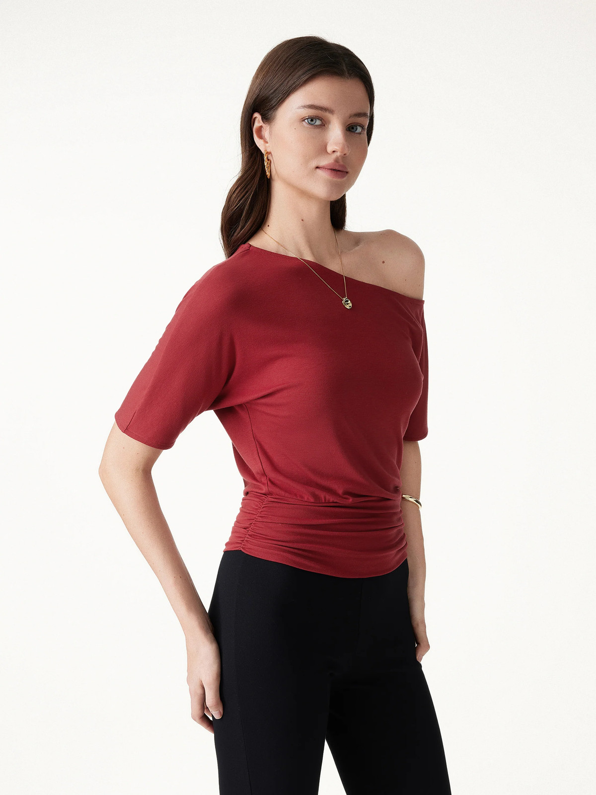 CoolTouch Relaxed Short Sleeve Ruched Top