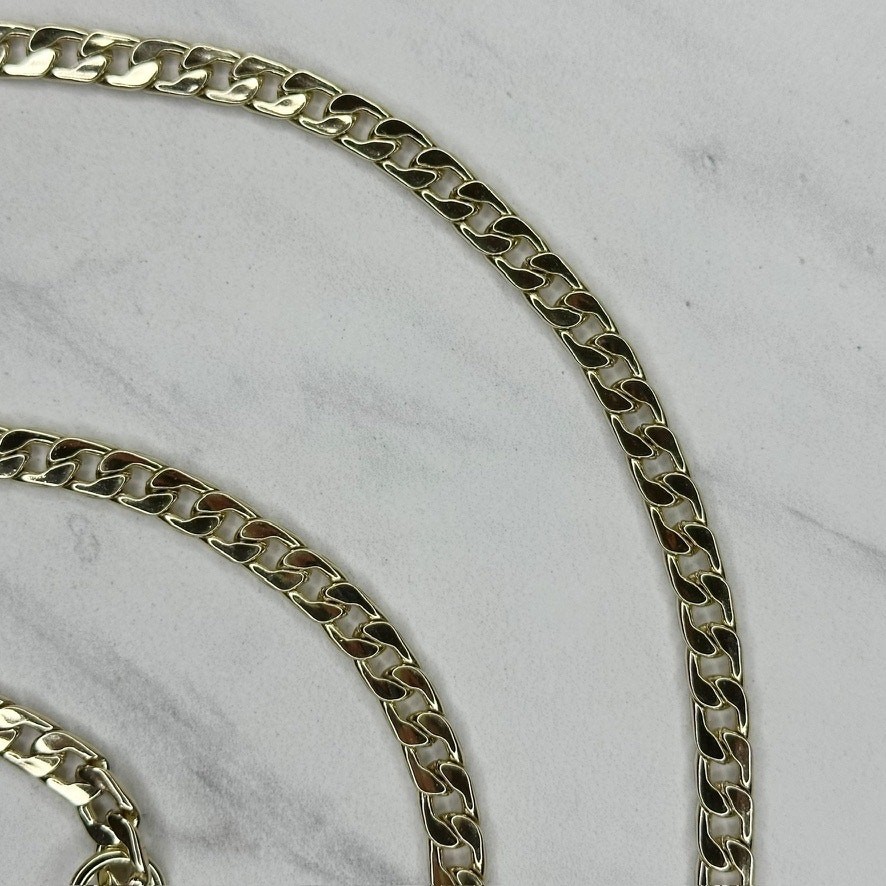 Gold Tone Flat Curb Chain Link Purse Handbag Replacement Strap 45in