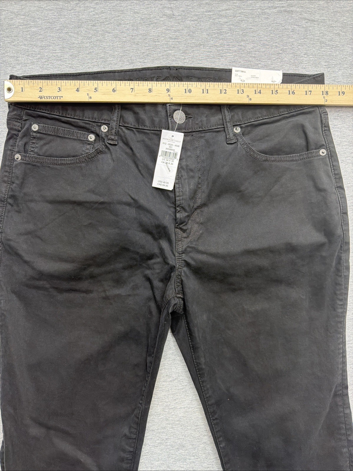American Eagle Mens 34X36 Black Next Level Flex Denim Slim Straight Jeans NWT